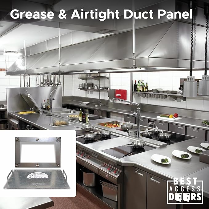 Best 16″ x 20″ Grease Duct Access Panel with Gasket for Kitchen Exhausts, 16-Gauge Galvanized Steel Kitchen Duct Access Door, Grease & Airtight Seal, UL & ULC Listed, Economical Access, BA-GDD