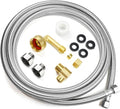 Klabb Dishwasher Installation Kit 10 FT,Premium Stainless Steel Braided Dishwasher Hose kit,Leak-Free Hose,Easy Setup,dishwasher water supply line,3/8" Comp x 3/8" Elbow & All Fittings Included