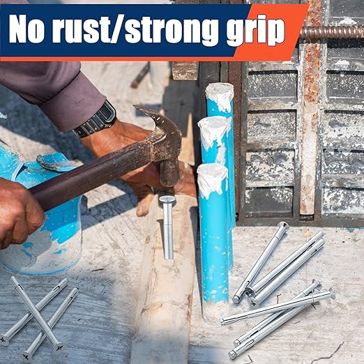 Tandefio 40 Pcs 3/8" x 6" Flat Sleeve Anchors for Concrete Zinc Plated Expansion Anchors Flush Mount Bolt for Masonry, Brick, Concrete Heavy Duty Bolts Secure Fastening