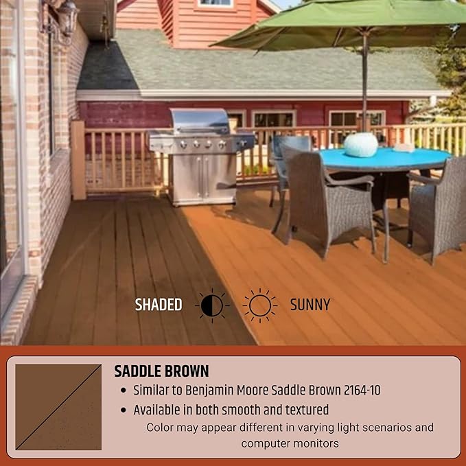 Liquid Rubber Polyurethane Deck Coating – 10X Stronger Than Traditional Deck Paint & Deck Stain – Flexible, Waterproof Sealant for Wood, Concrete & Plywood – Smooth Finish – Saddle Brown – 4 Gallon