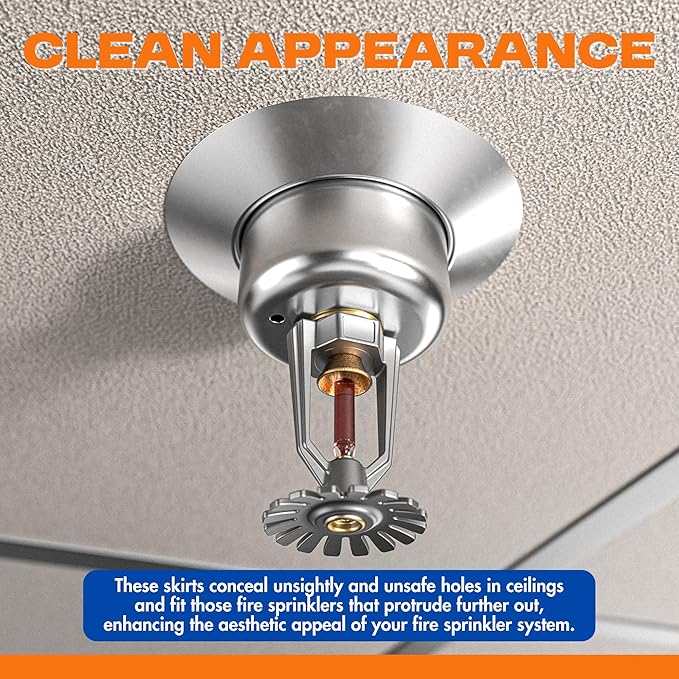 Fire Sprinkler Escutcheon Skirt, Short TAPER Escutcheon Pendant Skirt Chrome Plated, Works with Standard 401 Style Cup, Short Cup, and Retrofit 2 Piece Cup, Fire Sprinkler Skirt - 12 PK