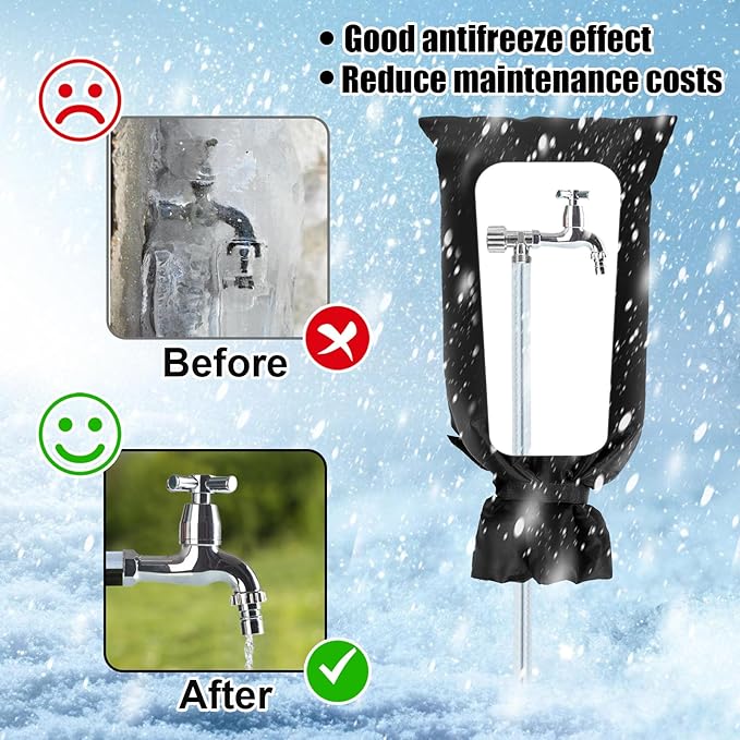 28'' x 15'' Large Faucet Covers for Winter, 2 Pcs Outdoor Hydrant Covers Freeze Protection, Waterproof Faucet Sock for Spigot Garden Lawn Yard Farm Bibb Pipe