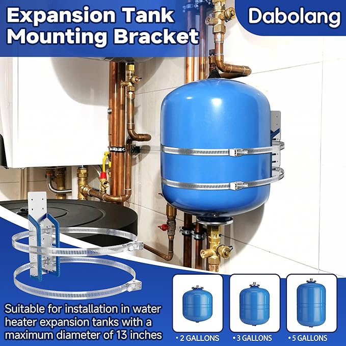 Expansion Tank Mounting Bracket with Cushion Pad, Universal Water Heater Straps, Supports 5 Gallon or up to 13-inch Diameter Hot Water Tanks,Boiler Expansion Tank, Propane Tank-2 Set