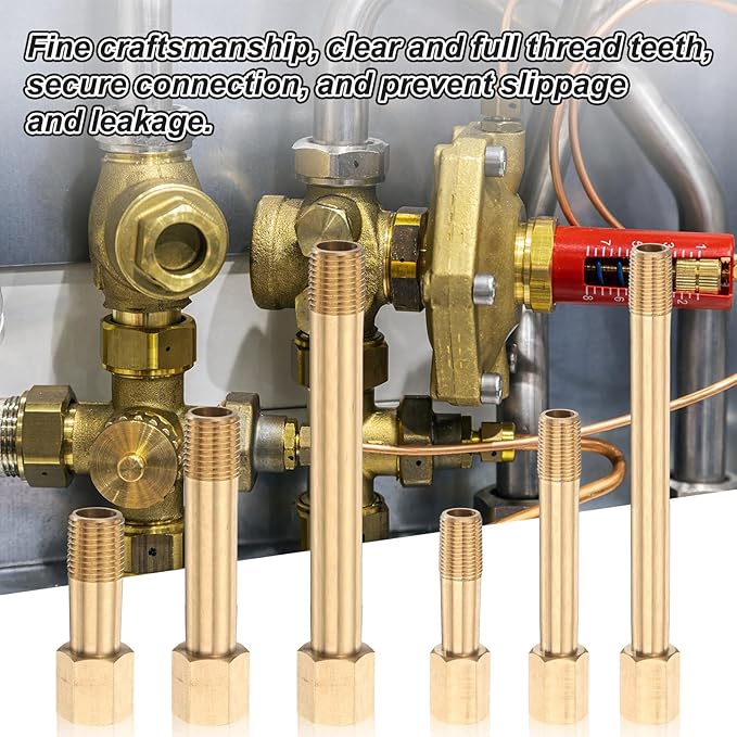 PATIKIL 2 Pack 1/8" g Male x 1/8" g Female Brass Pipe Fittings, Nipple Brass Fitting Extension Pipe Fittings Adapter Connection with Tape 4 Inch / 100mm Length