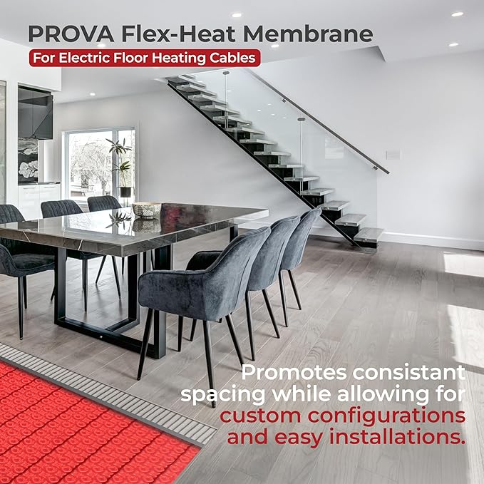 LuxHeat Prova Flex-Heat Uncoupling Membrane 60sqft, Made for Heated Flooring System for Tile, Vinyl, Laminate, Floor Underlayment for Laminate Wood, Waterproof Flooring for Bathroom