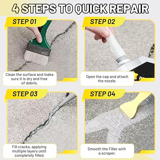 Concrete Crack Filler, 4.5LB High Elasticity Self Leveling Cement Crack Filler, Slab Concrete Waterproof Repair Sealant for Driveway, Walkway, Patio, Joint, Indoor and Outdoor - Grey (74oz)