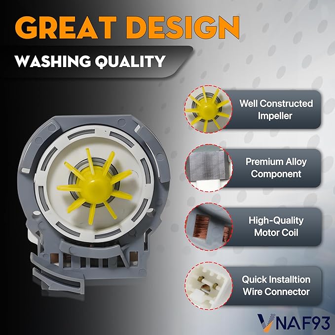 W10724439 W10876537 drain pump for whirlpool dishwasher drain pump, For kitchenaid dishwasher pump Motor WDF520PADM9 WDT720PADM2 WDT720PADM1 WDF320PADS2 WDT970SAHZ0 Replaces W10876537VP W10876537VP