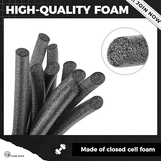 1/2 Inch x 100 ft Foam Backer Rod for Gaps Joints Concrete Crack Filler Caulk Saver Bulk Foam Backing Rod Concrete Filler Rope for Weather Stripping Door Seal (Black)