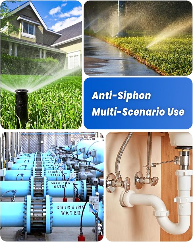 New Upgraded 1" 720A Pressure Vacuum Breaker Assembly, Thickened Brass Backflow Preventer Valve, Max 400 PSI, Back Siphon Valves for Irrigation System (1 Inch)