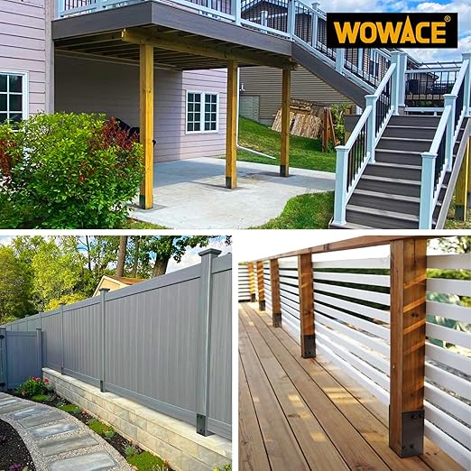 4"x4"(Actual 3.5"x3.5") Stainless Steels U-Shape Post Holder, Wet Concrete Post Anchor, Heavy-Duty Post Base Bracket for Fence, Deck Railing, Wood Gazebo, Pergola (1pack-Dark Gray)