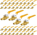 40-Pack Foskan 3/4 Inch PEX Crimp Full Port Ball Valve with Yellow Handle, Brass Quarter Turn Shut-off Valve for PEX Tubing