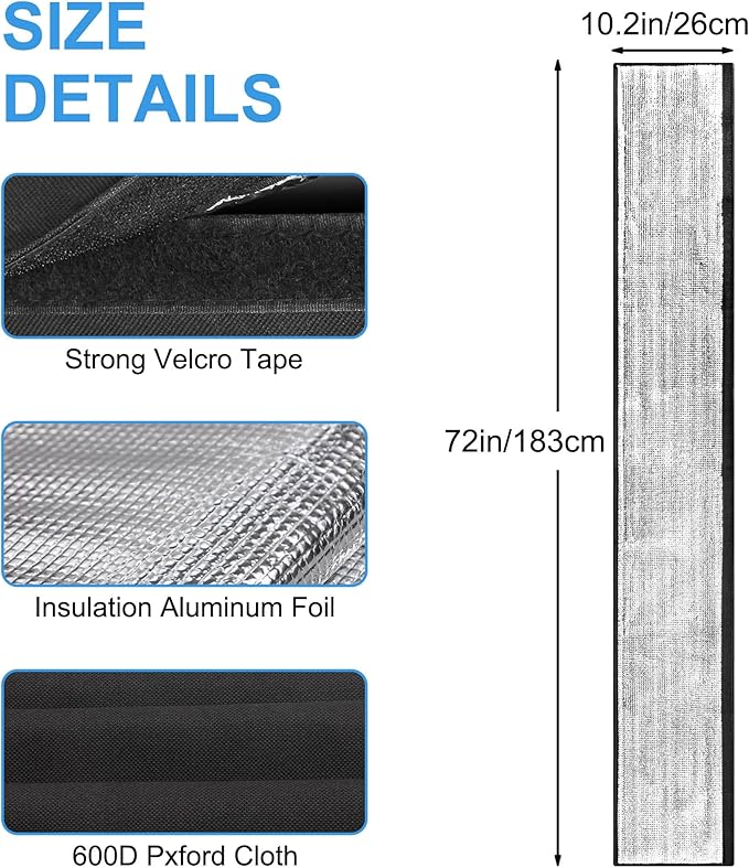 ‌HVAC Copper Pipe Insulation Cover - 600D Oxford Fabric AC Line Insulation Sleeve Outdoor AC Pipe Insulation Cover for Central Air Conditioner & Mini Splits, Flexible & Weatherproof, Black 72"x10.2"