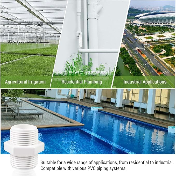 10 Pcs 1/2 Inch PVC Pipe Fittings Hex Nipple G1/2 X G1/2 Male Thread Coupling Adapter Connector