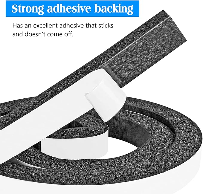 Foam Strips with Adhesive, 2 Inch Wide X 1/2 Inch Thick, Neoprene Weather Stripping High Density Foam Closed Cell Tape Seal for Doors and Windows Insulation, Total 6.5 Feet Long