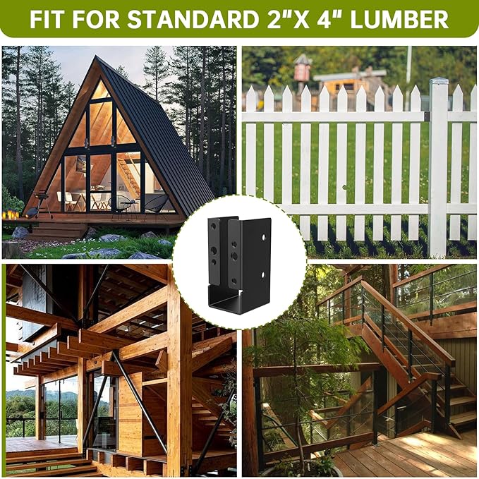 24Pcs Concealed Joist Hanger, 2" x 4"Outdoor Concealed-Flange Hanger, 2"x4" Outdoor Trim Concealed Flanges for 2"x4" Beam, Swing, Handrail, Fence