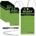 100 Pcs Ready for Service Tags 3 x 5.75 Inch with Serial Number Service Repair Green Tag with 10 Inch Wire Status Notice Tags Equipment Tag Designed for Factories (100)