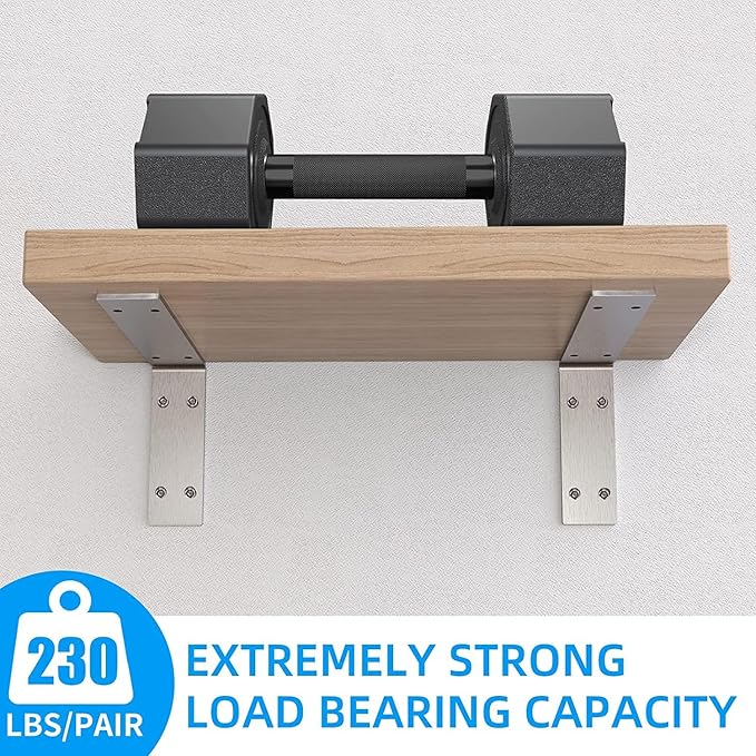 YUMORE Stainless Steel L Bracket, 10x6x2 in Shelf Brackets Heavy Duty, 1/5IN Extra Thick Solid Countertop Bar Top Support Brackets Wall Mounted, 2 Pack
