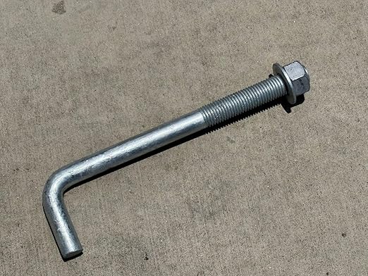 Sandbaggy 1" x 12" Threaded Concrete Anchor L-Bolts (Nuts & Washers Included) - Hot Dipped Galvanized - Sill Plate, Base Plate, Masonry, Wood, Cement Anchors, J Bolt (150, 1" x 12")