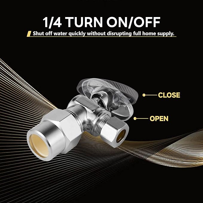5-Pack Foskan CPVC Angle Stop Valve,1/4 Turn Shut off Valve 1/2" CPVC x 3/8" OD,Chrome Plated Brass