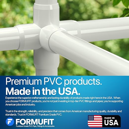 FORMUFIT 3/4" 5-Way Cross Furniture Grade PVC Fitting in White, Made in USA, UV-Resistant, Impact-Proof, 1.050" Actual Socket Diameter (Pack of 8) - F0345WC-WH-8