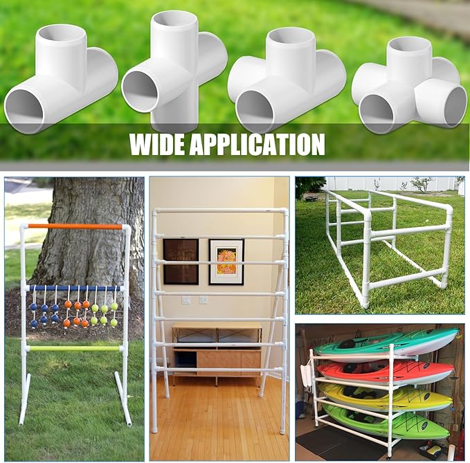 20PCS 4 Way Cross PVC Fittings 1/2Inch, SCH40 Furniture Grade Elbow Fitting Heavy Duty PVC Pipe Connector for Water Supplies, DIY Garden Shelf & Greenhouse