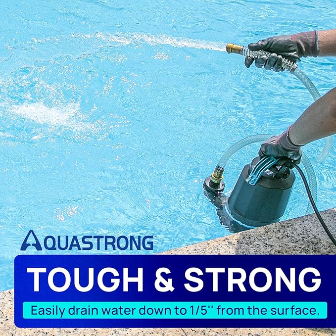 Aquastrong Sump Pump 1/2 HP Submersible Water Pump Thermoplastic Portable Utility Pump 3159 GPH High Flow Water Removal for Swimming Pool Garden Pond Basement Window Wells with 10ft Long Power Cord