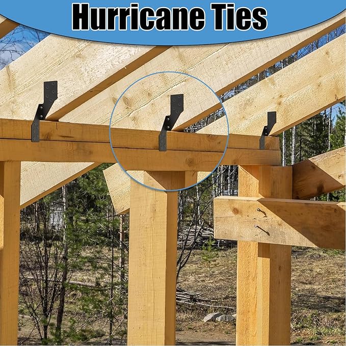 (30 PCS) Heavy Duty Hurricane Ties,Hurricane Straps Trusses/Rafters Ties,Strong Tie Brackets with Black Powder-Coated, Joist Hangers for Wood, Shed, Roof