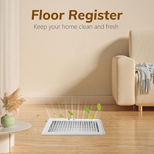 2Pcs Floor Vents Floor Registers 4x10 Inch, Heavy Duty Metal Hot Air Vent Covers 4x10 Inch with Rust-Proof Finish for Home Heater Floor Vent Grilles and Vents (2, White, 4x10 Inches)