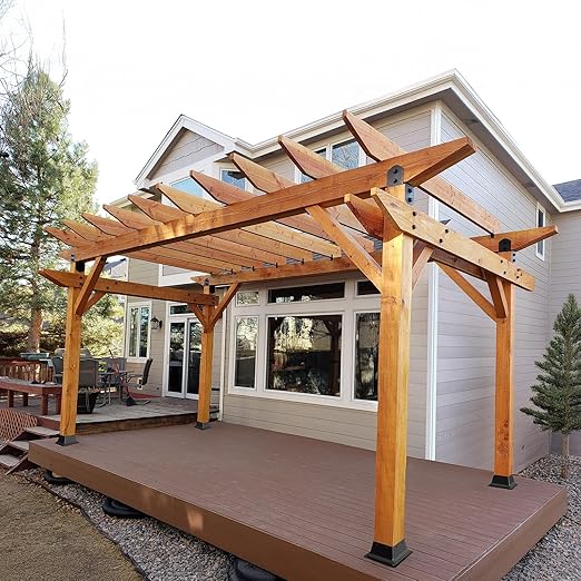4x4 Post Base 5Pcs,Heavy Duty 4x4 Post Bracket Fit 3.5"x3.5" Standard Lumber, Steel Deck Post Base for Deck Porch Handrail Railing Support with Screws