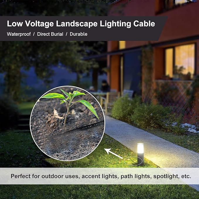 FIRMERST 14/2 Low Voltage Landscape Wire Outdoor Lighting Cable 260 Feet