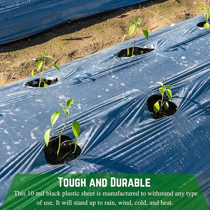 Farm Plastic Supply - Black Plastic Sheeting - 10 mil - (10' x 100') - Black Plastic Tarp, Polyethylene Vapor Barrier Plastic Sheeting, Painters Tarp, Roll of Heavy Duty Plastic