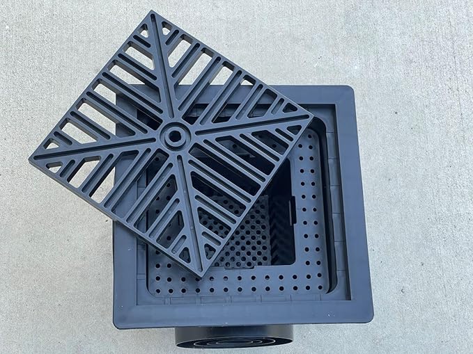 Sandbaggy 12" x 12" Stormwater Catch Basin - 4 Outlets - UV Treated with Debris Basket - Residential, Yard, Lawn, French Drains (12" x 12", 10, Count)