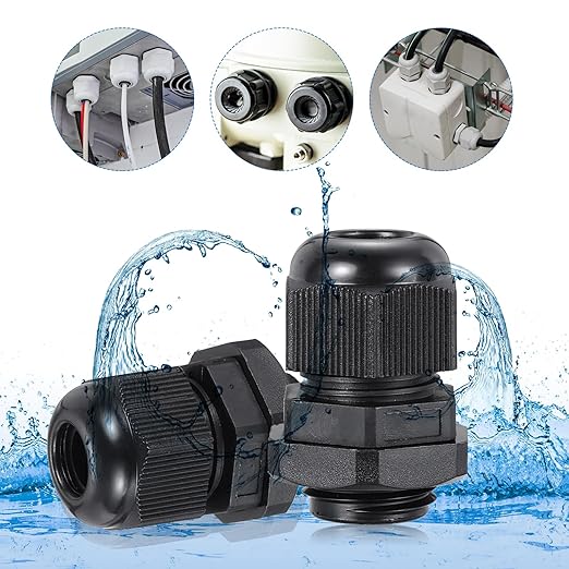MECCANIXITY 4 Pcs M25 Cable Gland, 13-18mm Wire Hole Waterproof Nylon Joint for Cable Fixing, Wiring, Repairing, Gland Replacement, Electrical Appliances, Black