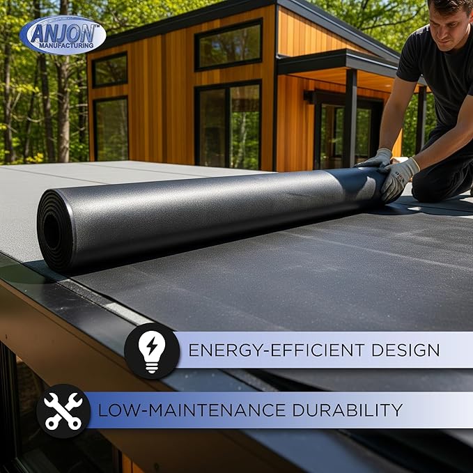 ANJON EPDM Roofing Rubber – 15 ft x 30 ft | 60-Mil Commercial Grade Roof Membrane for Flat Roofs, RVs & Waterproofing Projects