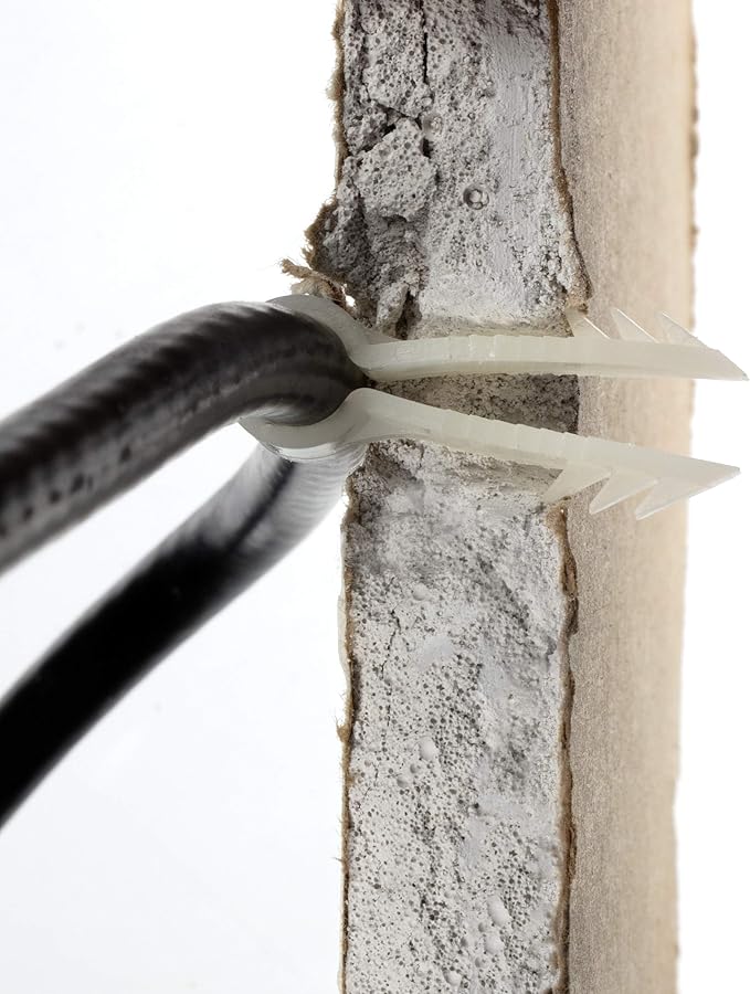 THE CIMPLE CO Stucco and Drywall Cable Clips for Coaxial and Similar Cables - Push-in Masonry Anchors - RG59, RG6, Ethernet, and Similar - Cable Clips, Pack of 100 - White