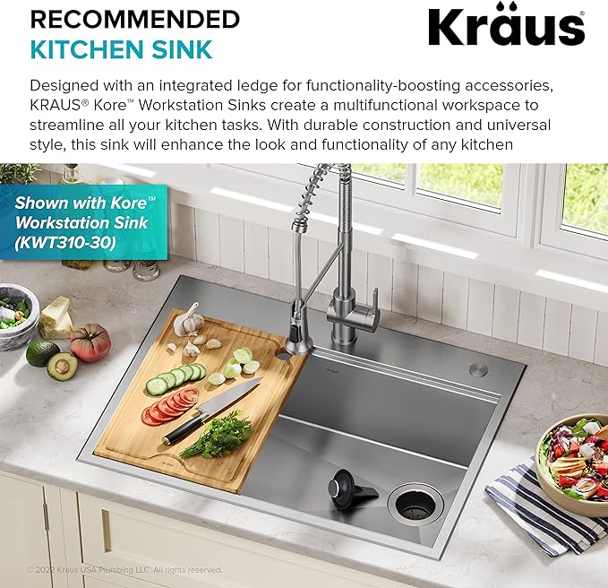 KRAUS WasteGuard 1/2 HP Continuous Feed Ultra-Quiet Motor Garbage Disposal with Quick Connect Mount, Power Cord and Flange Included, KWD110-50MBL