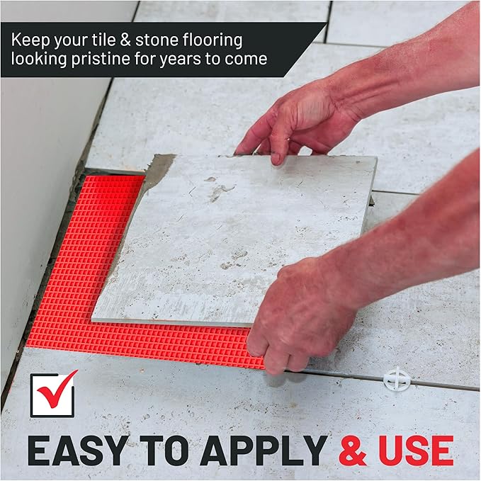1/8” Uncoupling Membrane for Tile, Stone, Concrete, Shower Walls, Bathroom Floors – Waterproof, Anti-Fracture Underlayment Mat (3.3ft x 53.5ft, 175 sq ft) – Colors May Vary.