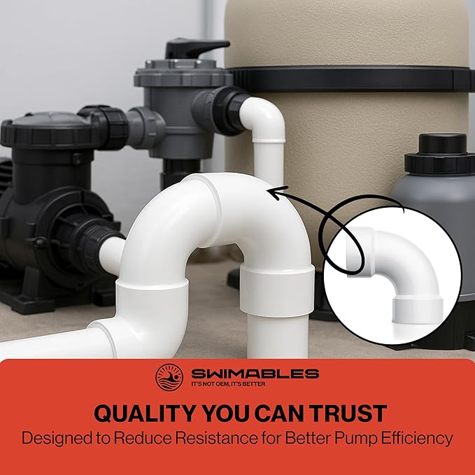 Swimables 2 Inch PVC Sweep 90 - Long Elbow Connector, Schedule 40 10 PVC Sweep 90 Degree Elbow, High-Flow Pipe Elbows Fitting, Compatible with Spa Plumbing & Waterway Installations (10 Packs)