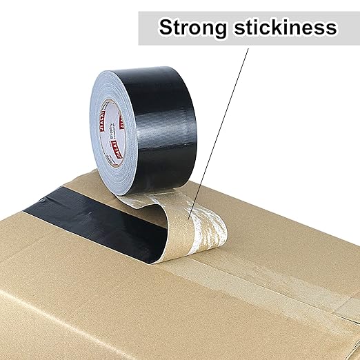 Black Duct Tape 3 Inch Wide, Industrial Grade 3 inches x 55 Yards (164 ft), 9 Mil Heavy-Duty, Waterproof, Strong, Flexible, No Residue, for Crafts & Home Improvement