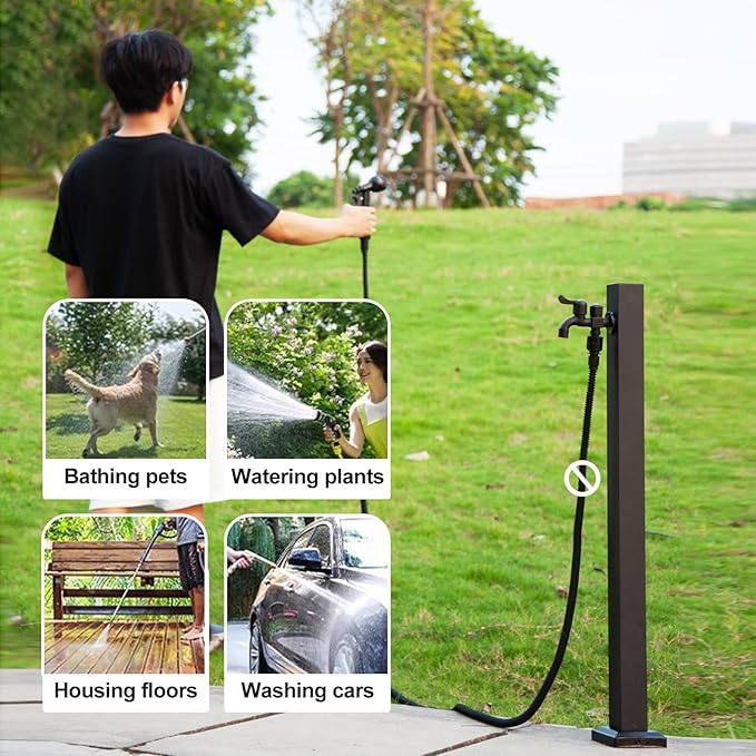 304 Stainless Steel Garden Water Column, Freeze Proof Outdoor Faucet, Yard Hydrant, Outdoor Water Spigot for Backyard, Farm, Lawn(A,95cm/37in)
