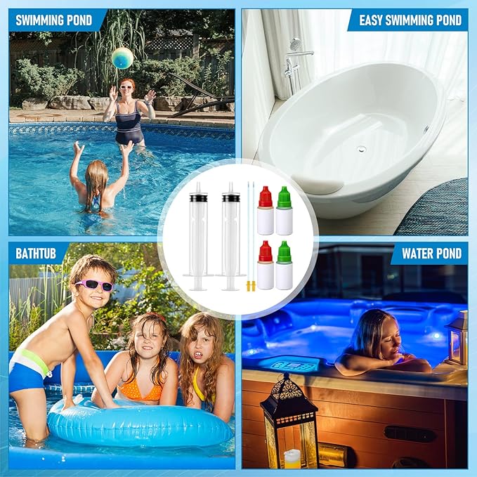8 Pcs Pool Leak Detection Dye Kit Plastic Syringe with Soft Tubes Pool Leak Location Dye for All Pool, Spa, Hot Tub Types