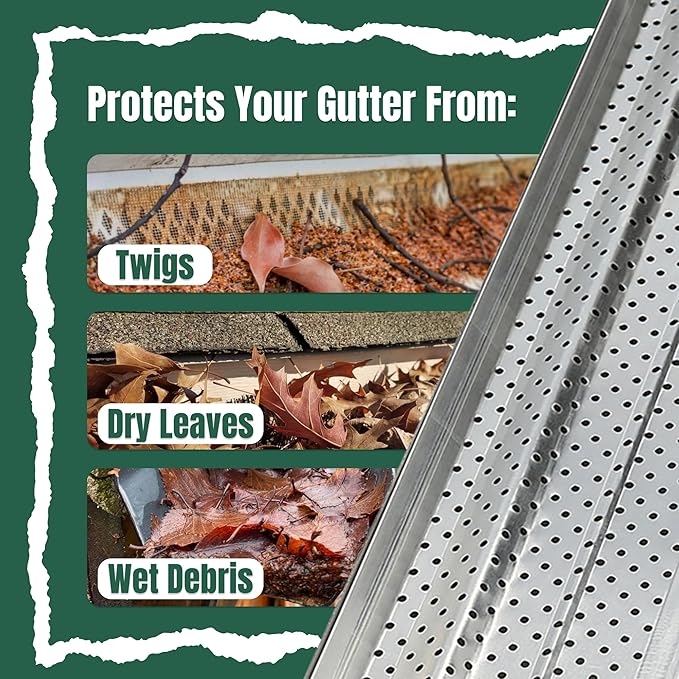 A-M Gutter Guard – Premium Heavy-Duty Aluminum Leaf & Debris Protection, Lifetime Quality (6 Inch - 8400 Feet, Mill Finish) - DIY Easy - Made in the USA