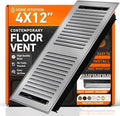 4X12 Floor Vent Covers Floor Register with Mesh Cover Trap, Heat and Air, Walkable Metal Floor Register for HVAC Duct, Contemporary, Light Grey