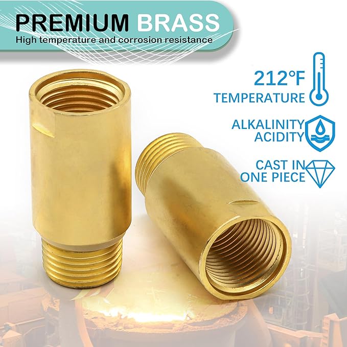 (2 pcs) Upgrade Brass Pipe Plumbing Adapter with Rubber O-ring, 1/2" NPT Male x 1/2" NPT Female Pipe Fitting Coupler, Seamless and Leakproof (2.5" Length)