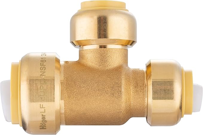 EFIELD Push-Fit Fitting 3/4" X 1/2" X 1/2" Tee to Connect Pex, Copper, CPVC Pipe with Two Size Disconnect Tool Clips,(PF129)
