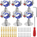 6PCS 304 Stainless Steel Wall Mount Ceiling Mount Pipe Supports,Suitable for OD Pipe 32-34mm,Adjustable Height 30-50mm,Adjustable Pipe Strap Clamp with Screws