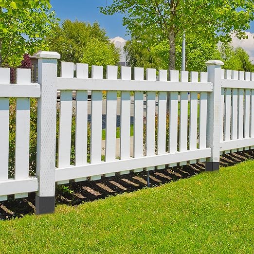 6 Pack 4x4 Fence Post Anchor Ground Spike – Heavy Duty 24" Metal Post Base (Fit 3.6"x3.6") Black Powder-Coated for Mailbox, Deck, Fence, Railing