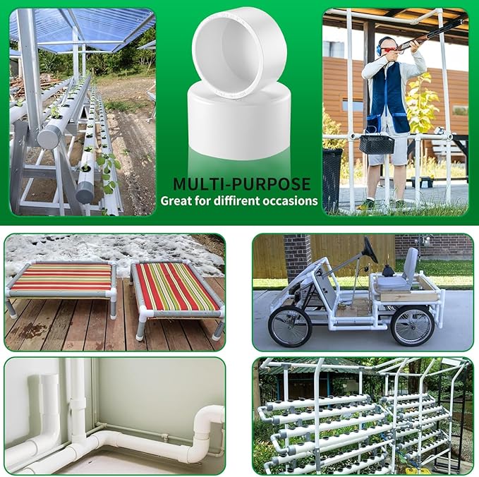 LESSO 1.5 inch PVC Pipe End Cap | 4pack Schedule 40 Industrial pipe fittings 1-1/2" PVC Pipe External Plug Adapter for Build Furniture DIY Garden Shelf, White