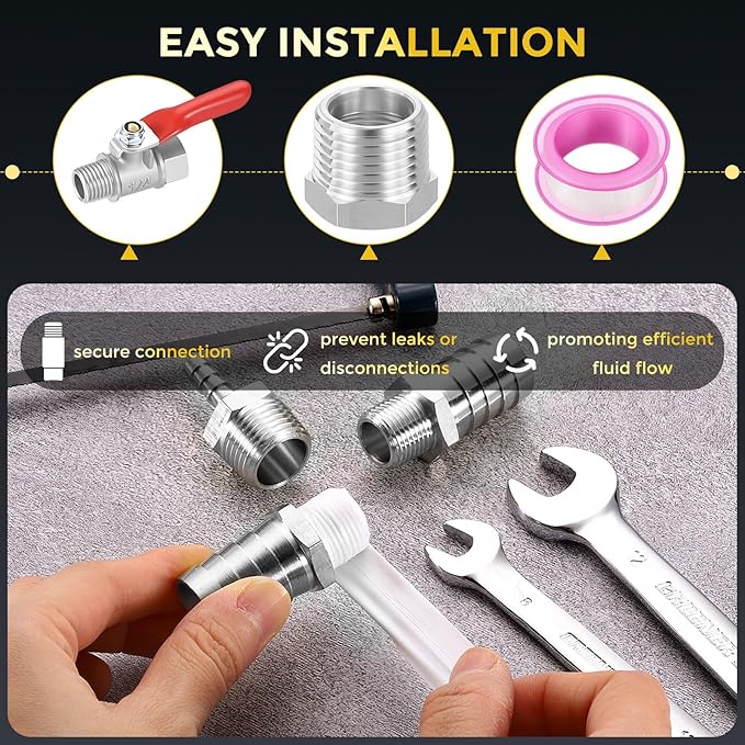 METALLIXITY 2PCS 3/4" Male NPT x 1/4" FeMale NPT Thread 304 Stainless Steel Hex Bushing Extension Tube Adapters Convert for Water Tub Spout/Shower