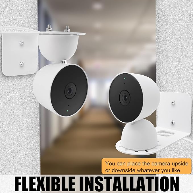 Large Metal Wall Mount Holder fits for Google Nest Indoor 2nd Generation Wired Security Cam, Flexible Installation Camera Shelf for Better View Angle Mount on Wall Deck,1 Pack
